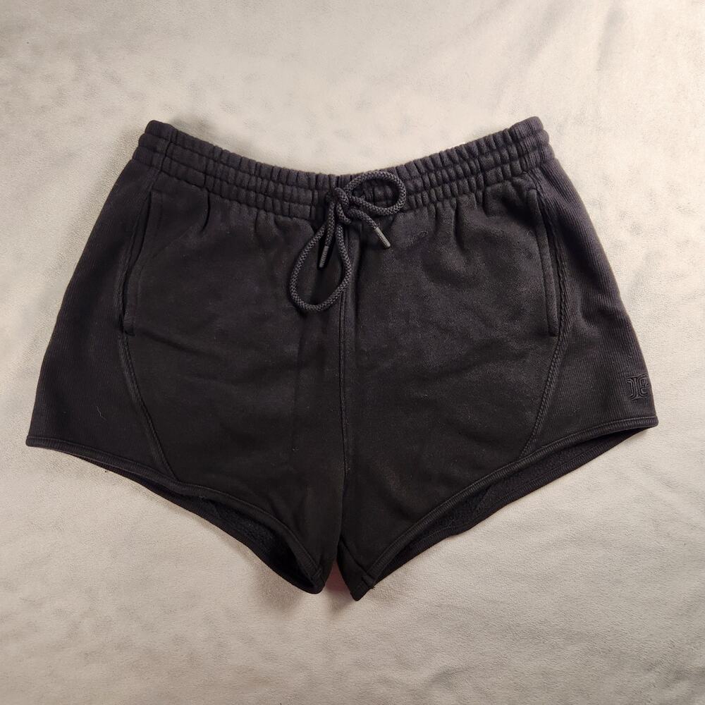 Victoria's Secret PINK Ivy Fleece Curved Hem Shorts - Black / Small - New